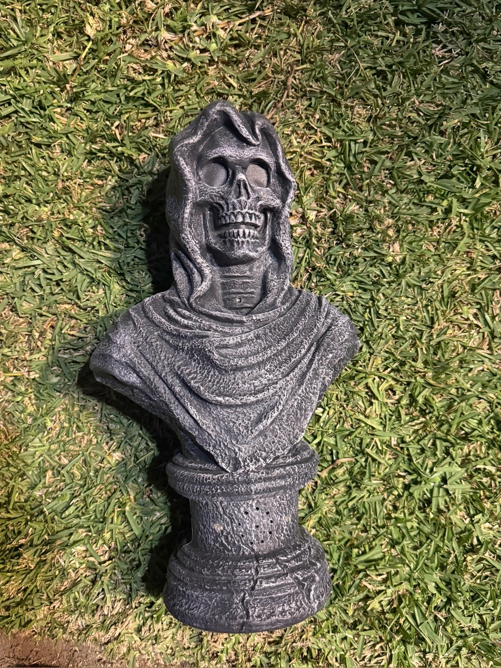 Gray Hooded Skeleton Bust Decorative Statue - Home Art